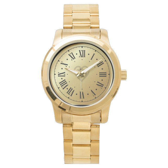 Elegant Modern Unisex  Oversized  Gold Bracelet Watch (Front)