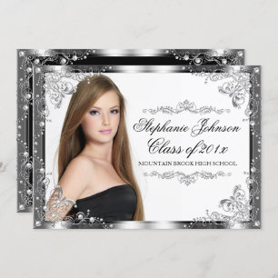 Elegant Modern Vintage Damask Graduation Card