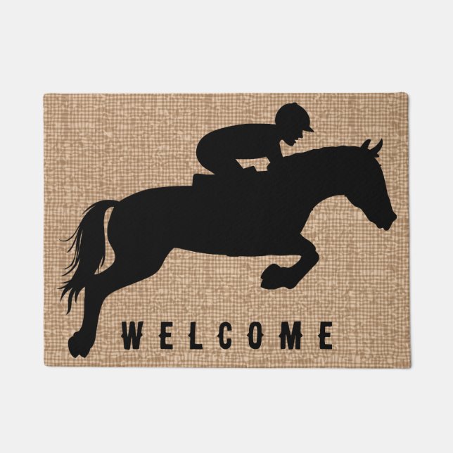 Elegant Modern Vintage  Horse Welcome Doormat (Front)