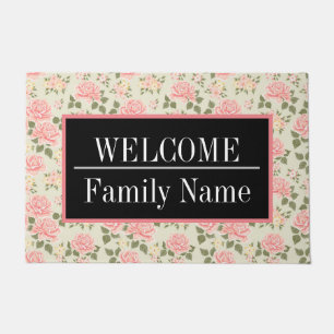 Elegant Modern Vintage Trendy Floral Doormat