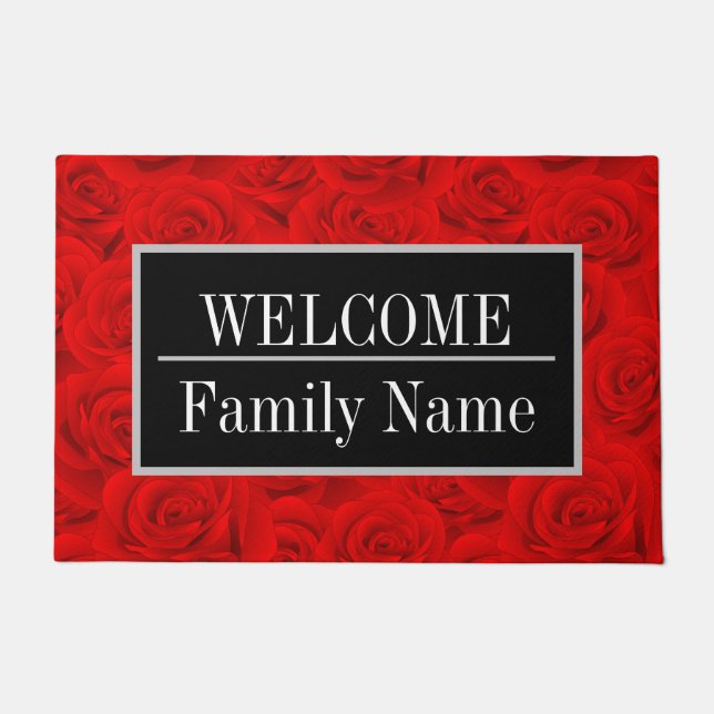 Elegant Modern Vintage Trendy Floral Doormat (Front)