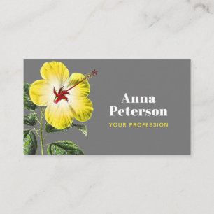 Elegant Modern Vintage Yellow Hawaiian Hibiscus Business Card