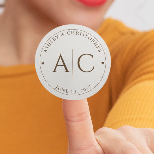 Elegant Modern Walnut Brown Wedding Classic Round Sticker