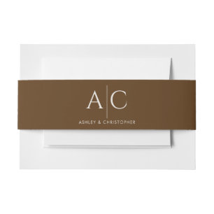 Elegant Modern Walnut Brown Wedding Invitation Belly Band