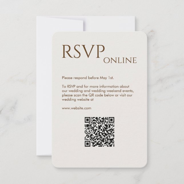 Elegant Modern Walnut Brown Wedding RSVP Card (Front)