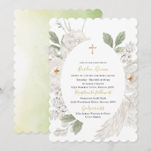 Elegant Modern Watercolor Angel Baptism Invitation