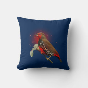 Elegant Modern Watercolor Bird Blue Cushion