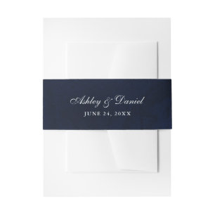 Elegant Modern Watercolor Blue Wedding Invitation Belly Band