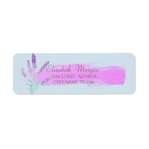 Elegant Modern Watercolor Brush Stroke,Lavander Return Address Label
