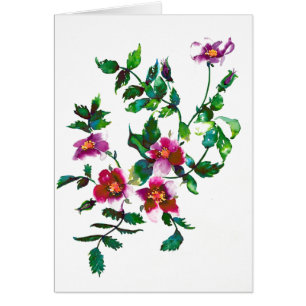Elegant modern watercolor dark pink wildflowers