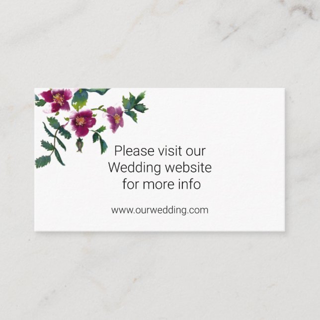 Elegant modern watercolor dark pink wildflowers enclosure card (Front)