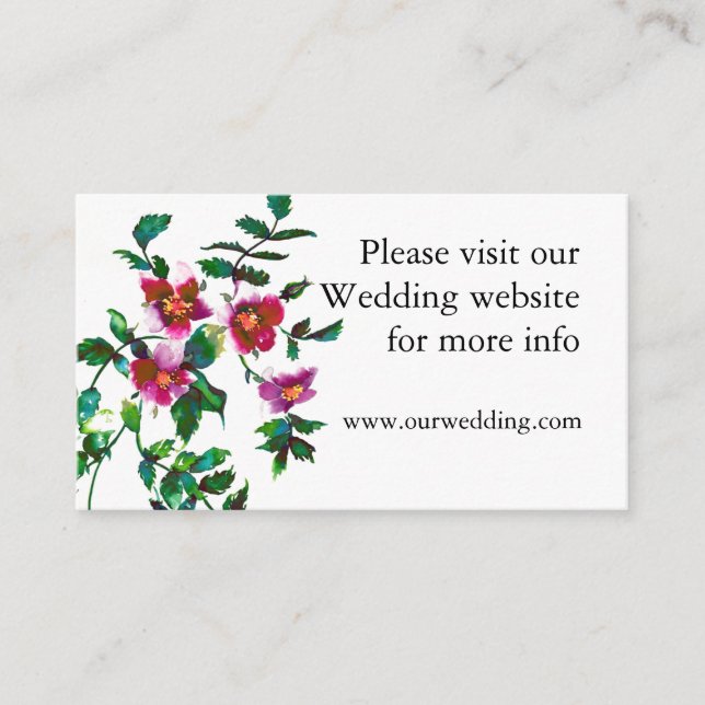 Elegant modern watercolor dark pink wildflowers enclosure card (Front)