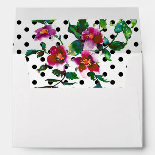 Elegant modern watercolor dark pink wildflowers envelopes