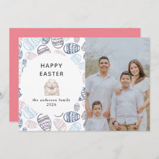Elegant Modern Watercolor Eggs Happy Easter Photo Holiday Card