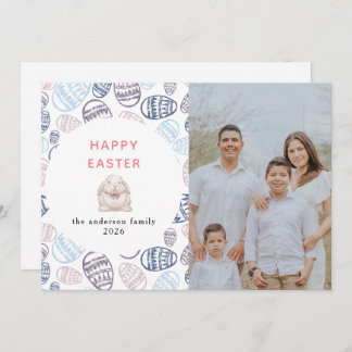 Elegant Modern Watercolor Eggs Happy Easter Photo Holiday Card