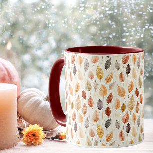Elegant Modern Watercolor Fall Leaves Coffee Mug