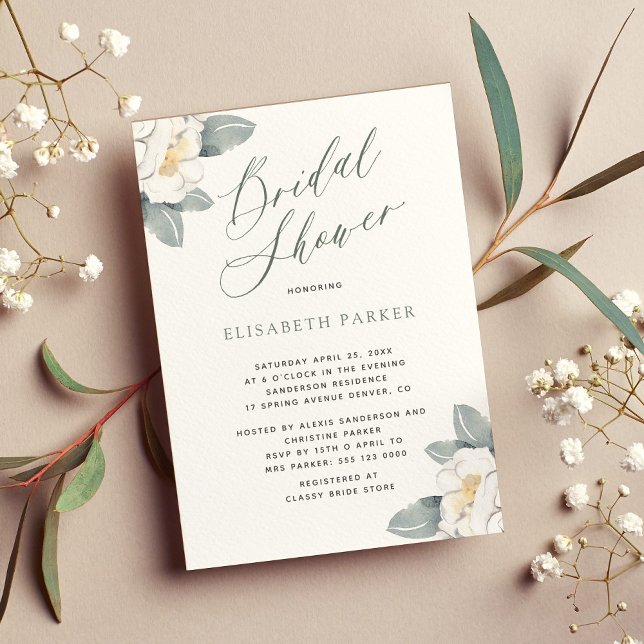 Elegant modern watercolor floral bridal shower invitation (Creator Uploaded)