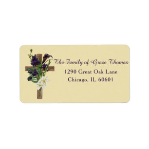Elegant Modern Watercolor Floral Funeral Address Label