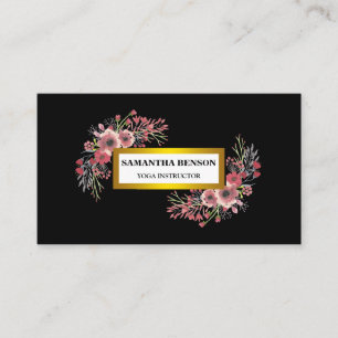 Elegant modern Watercolor floral illustration yoga Business Card