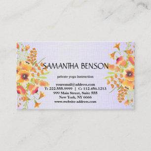 Elegant modern Watercolor floral illustration yoga Business Card