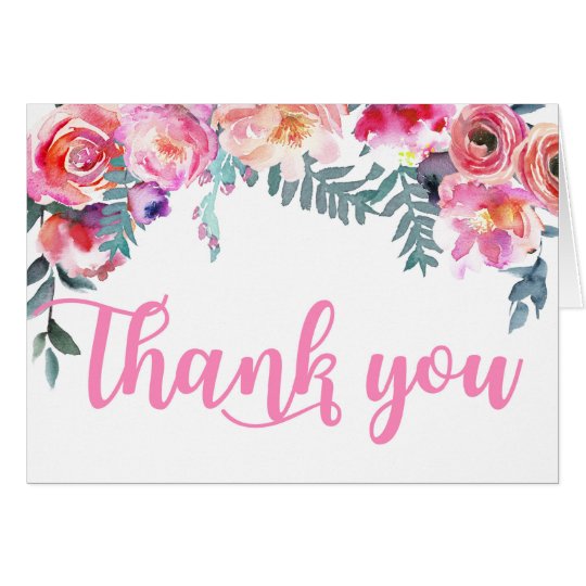 Elegant Modern Watercolor Florals Thank You Card