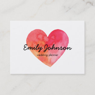 Elegant modern watercolor heart business card