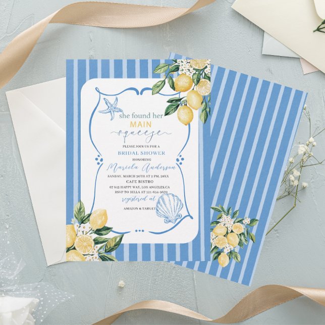 Elegant Modern  Watercolor Main squeeze bridal sho Invitation (Creator Uploaded)