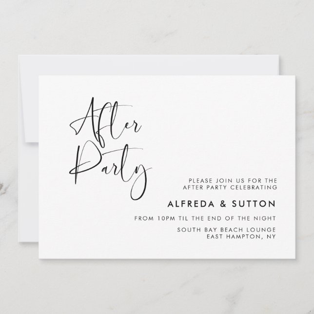 Elegant & modern wedding after party invitation (Front)