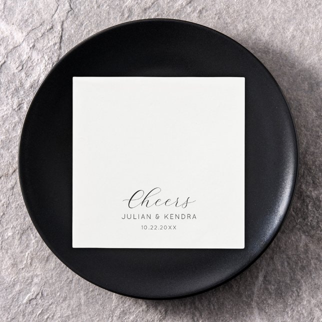 Elegant Modern Wedding Black and White Napkin (Creator Uploaded)