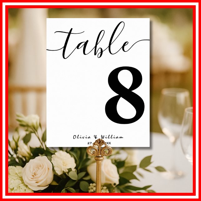 Elegant Modern Wedding Calligraphy Table Number  Poster (Creator Uploaded)
