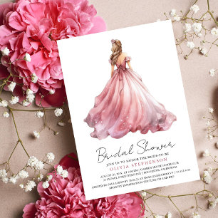 Elegant Modern Wedding Dress Bridal Shower Invitation