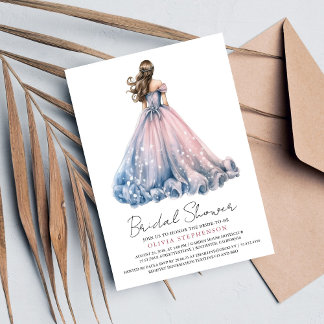 Elegant Modern Wedding Dress Bridal Shower Invitation