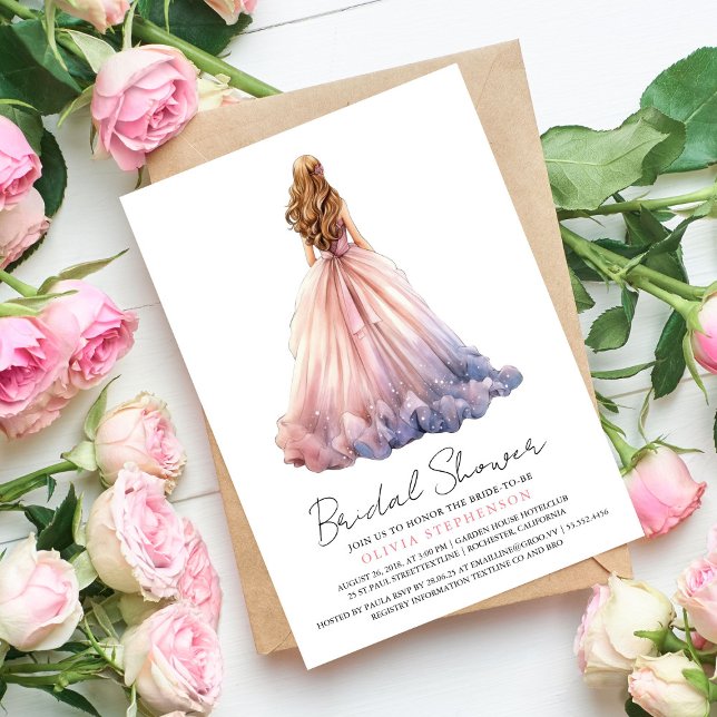 Elegant Modern Wedding Dress Bridal Shower Invitation (Creator Uploaded)