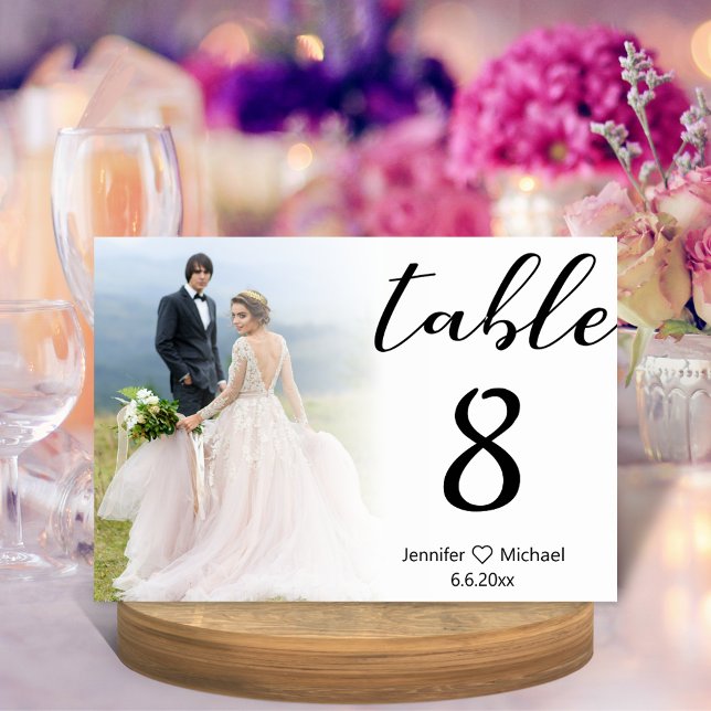 elegant modern  wedding faded photo table number (Creator Uploaded)