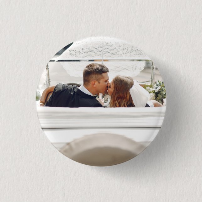 Elegant Modern Wedding Favour Photo 3 Cm Round Badge (Front)