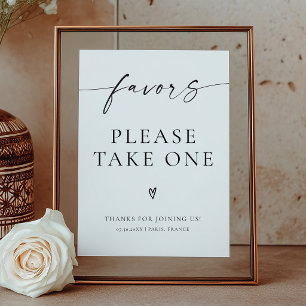 Elegant Modern Wedding Favours Sign