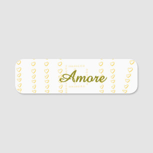 Elegant Modern Wedding Heart Scroll Name Tag