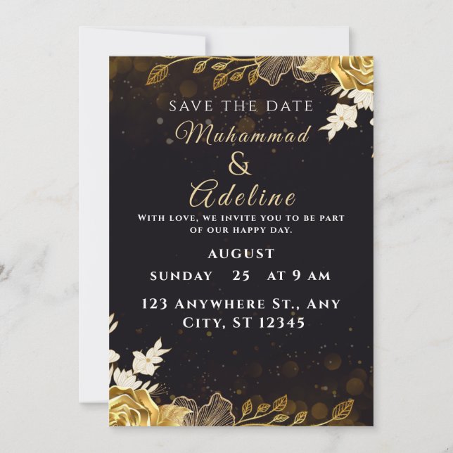 Elegant Modern Wedding Invite – Black & White (Front)