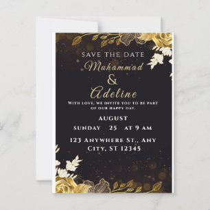 Elegant Modern Wedding Invite – Black & White Postcard