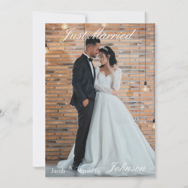 Elegant Modern Wedding Photo Thank You Invitation (Front)