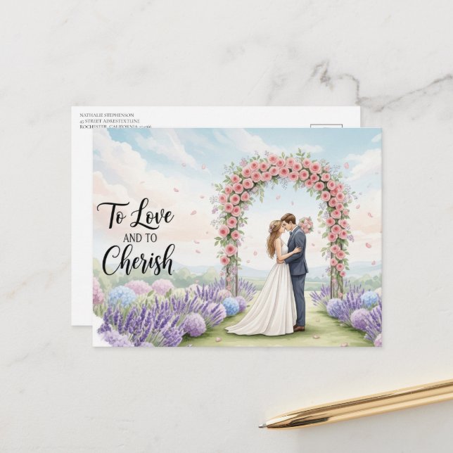 Elegant modern wedding postcard (Front/Back In Situ)
