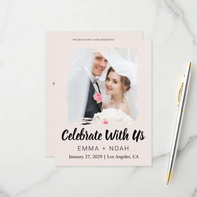 Elegant Modern Wedding Reception Invitation  (Front/Back In Situ)