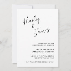 Elegant Modern Wedding Rehearsal Dinner Invitation