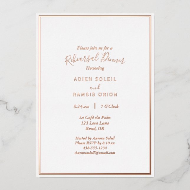 Elegant Modern Wedding Rehearsal Dinner Rose Gold (Front)
