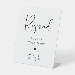 Elegant & Modern wedding Reserved for the family Pedestal Sign