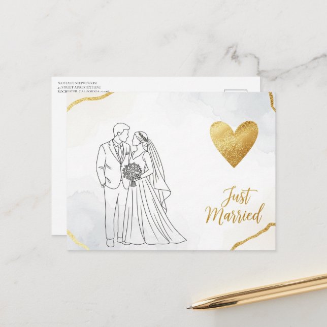 Elegant modern wedding Save The Date postcard (Front/Back In Situ)