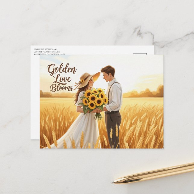 Elegant modern wedding Save The Date postcard (Front/Back In Situ)