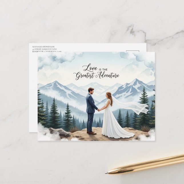 Elegant modern wedding Save The Date postcard (Front/Back In Situ)