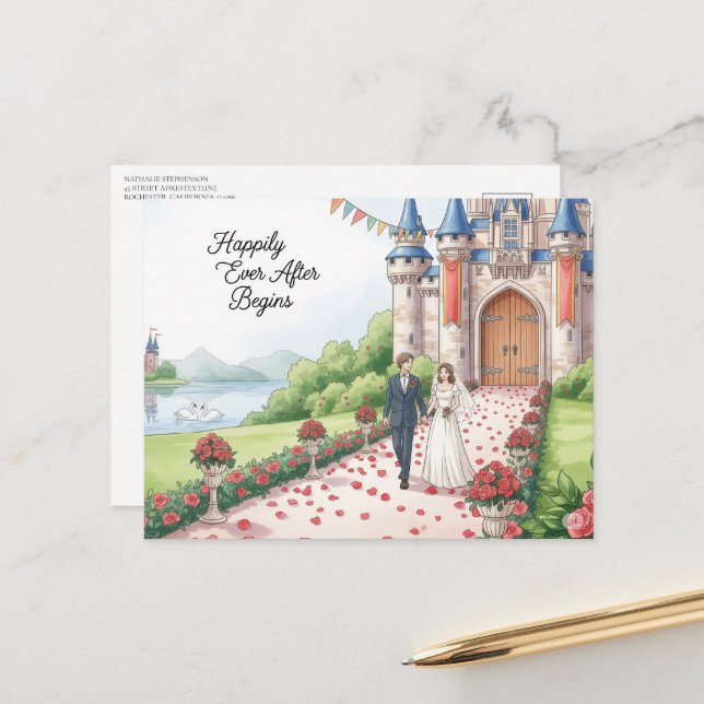 Elegant modern wedding Save The Date postcard (Front/Back In Situ)