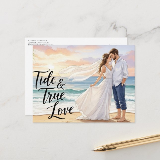 Elegant modern wedding Save The Date postcard (Front/Back In Situ)